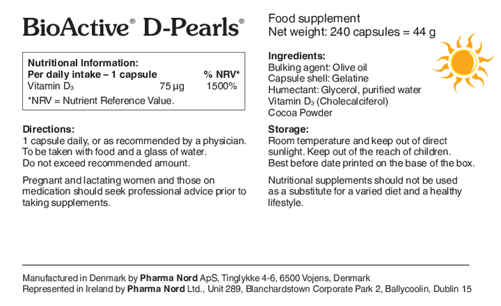 Pharma Nord Bioactive D Pearls 75mcg 3,000IU (240) Vitamin D