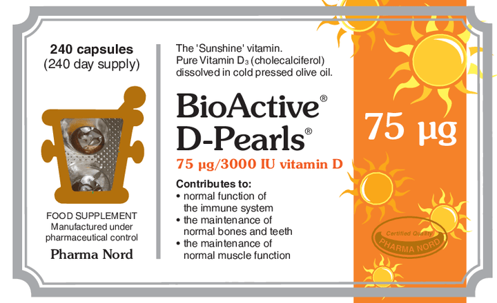 Pharma Nord Bioactive D Pearls 75mcg 3,000IU (240) Vitamin D