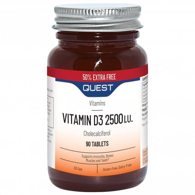 Quest Vitamin D3 2500iu - 50% Extra FREE - 60+30 Vitamin D