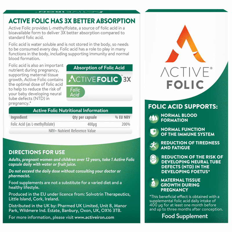 Active Folate Ireland Active Folic 60 Capsules – Lir Pharmacy