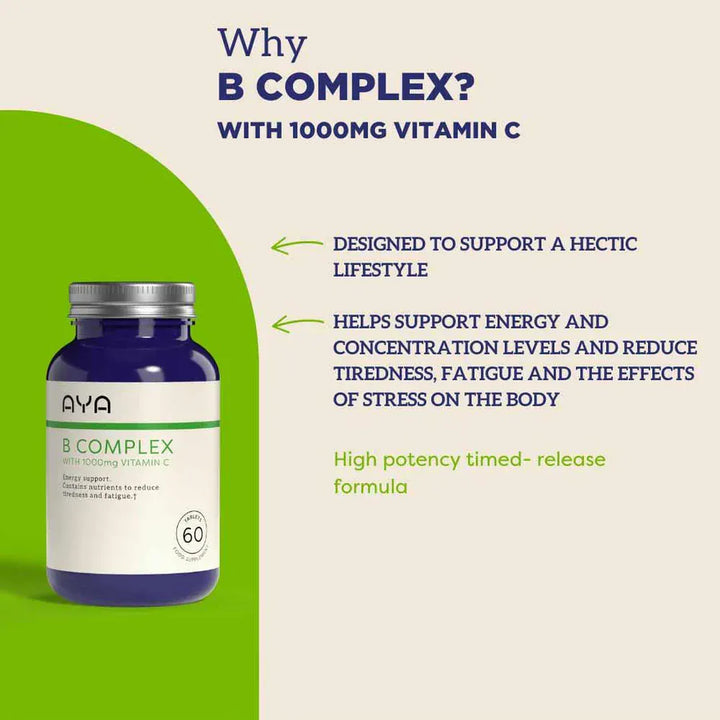 AYA B Complex with 1000mg Vitamin C 30 Vitamins &amp; Supplements AYA B Complex with 1000mg Vitamin C 30