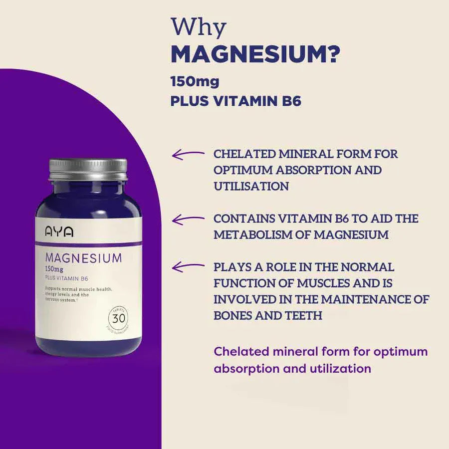 AYA Magnesium 150mg Tablets with B6 30 Pack Vitamins &amp; Supplements AYA Magnesium 150mg Tablets with B6 30 Pack