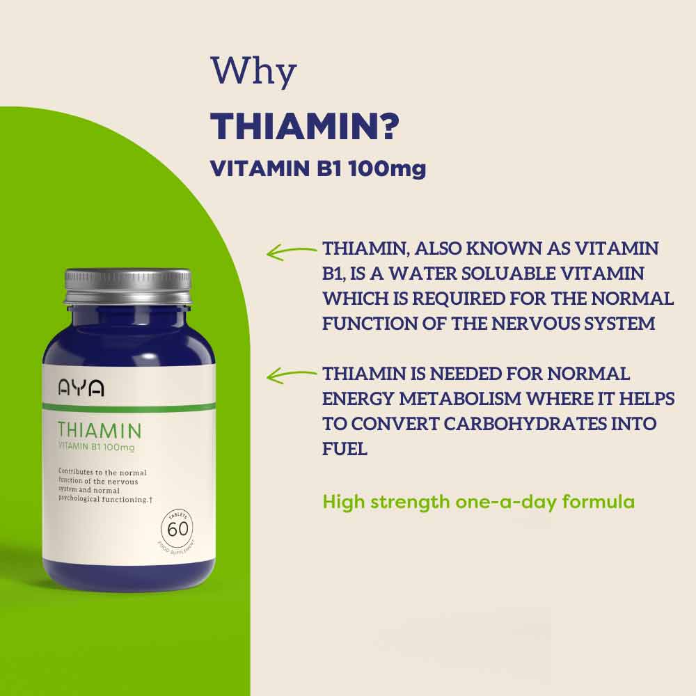 AYA Vitamin B1 Thiamin 100mg Tablets Vitamins &amp; Supplements AYA Vitamin B1 Thiamin 100mg Tablets