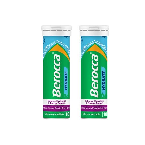 Berroca Hydrate Natural Mango Passionfruit Flavour 20 Effervescent Tablets Vitamins &amp; Supplements Berroca Hydrate Natural Mango Passionfruit Flavour 20 Effervescent Tablets