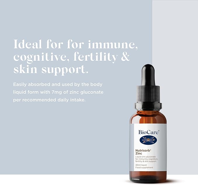 BioCare Nutrisorb Zinc 30ml Vitamins &amp; Supplements BioCare Nutrisorb Zinc 30ml | Liquid Zinc for Immunity &amp; Skin