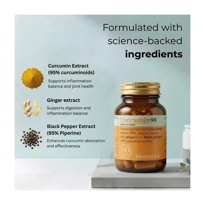 Bionutrica Curcumin 95 60 Capsules Vitamins &amp; Supplements Bionutrica Curcumin 95 60 Capsules | Turmeric &amp; Piperine Supplement