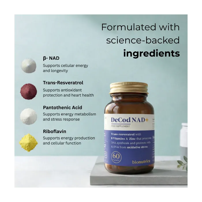Bionutrica DeCod NAD+ 60 Capsules Vitamins &amp; Supplements Bionutrica DeCod NAD+ 60 Capsules | NAD+ &amp; Resveratrol Support