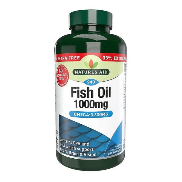 Natures Aid Fish Oil 1000mg (33% Extra Free) 240 Capsules Vitamins & Supplements