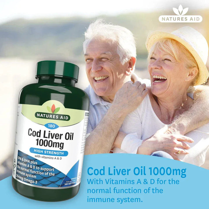 Natures Aid High Strength Cod Liver Oil - 1000 mg (180 Softgel Capsules) Vitamins & Supplements Natures Aid High Strength Cod Liver Oil - 1000 mg (180 Softgel Capsules)
