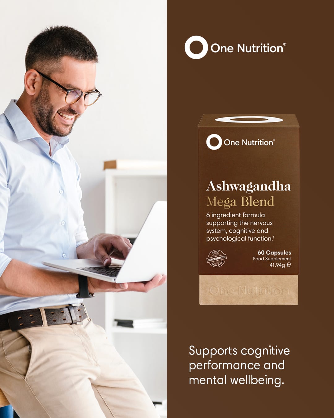 One Nutrition Ashwagandha Mega Blend Capsules 60 Vitamins &amp; Supplements One Nutrition Ashwagandha Mega Blend 60 Capsules | Lir Pharmacy
