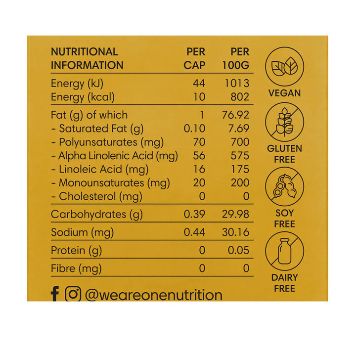 One Nutrition Cold Pressed Flax Seed Oil 90 Capsules Vitamins &amp; Supplements One Nutrition Flax Seed Oil 90 Capsules | Vegan Omega 3 Supplement