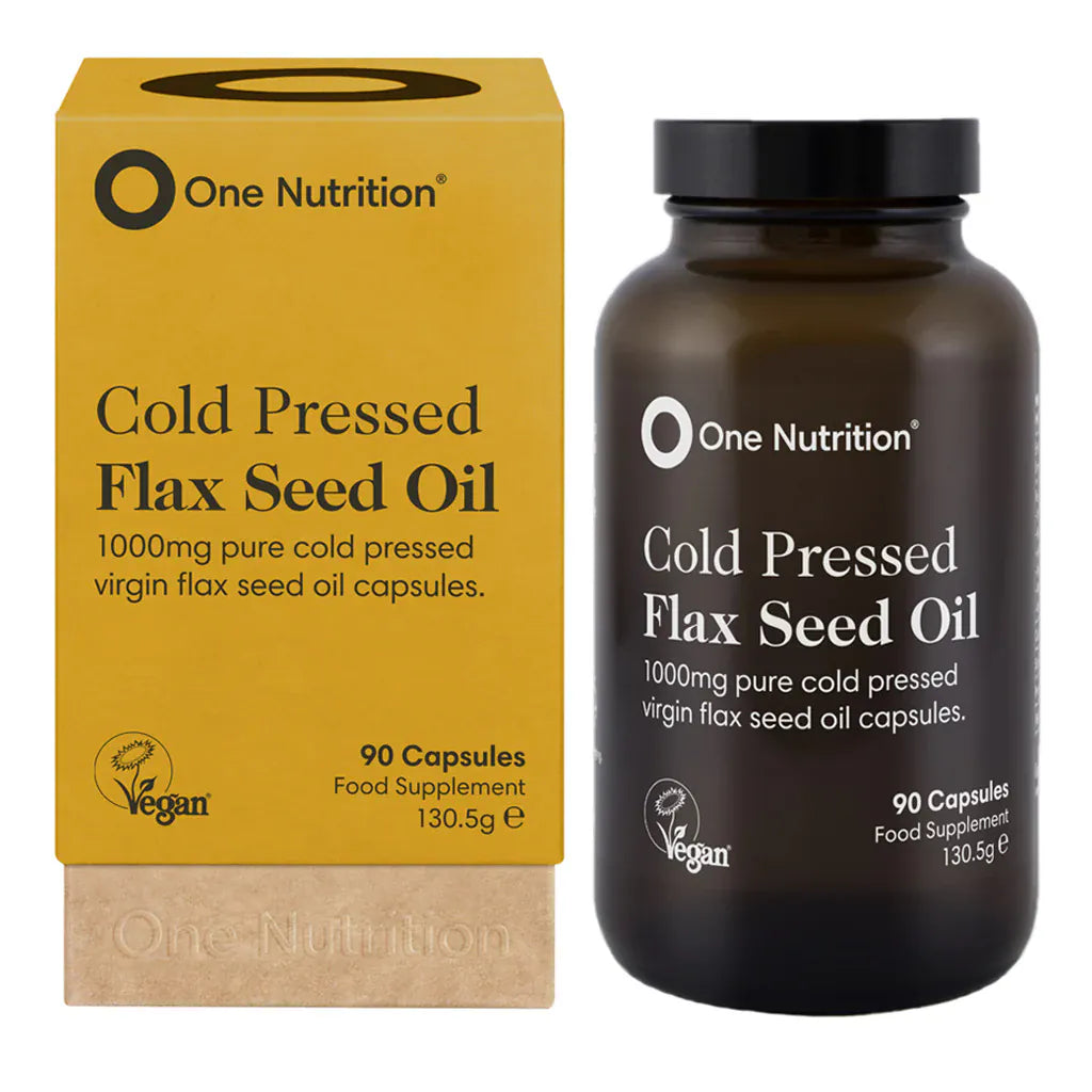 One Nutrition Cold Pressed Flax Seed Oil 90 Capsules Vitamins &amp; Supplements One Nutrition Flax Seed Oil 90 Capsules | Vegan Omega 3 Supplement