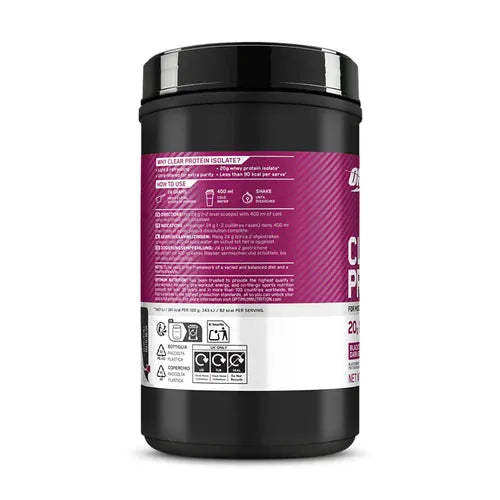 Optimum Nutrition Clear Protein Whey Isolate Blackcurrant 480g Vitamins &amp; Supplements Optimum Nutrition Clear Protein Whey Isolate Blackcurrant 480g