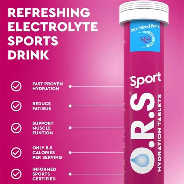 ORS Oral Hydration Sport Mixed Berry 20 Tablets Vitamins &amp; Supplements ORS Oral Hydration Sport Mixed Berry 20 Tablets