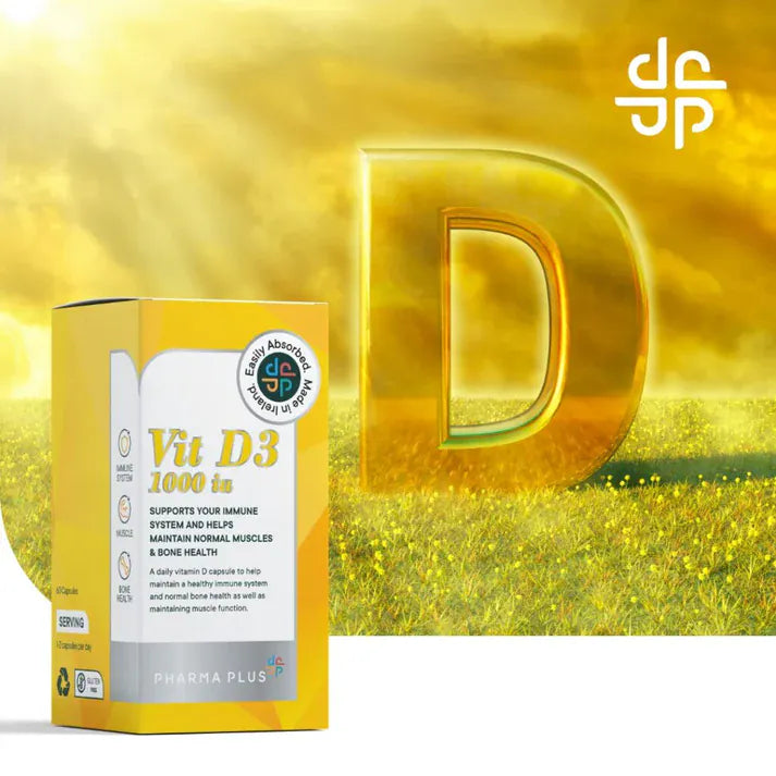 Pharma Plus Vitamin D3 1000 IU 60 Capsules Vitamins &amp; Supplements Pharma Plus Vitamin D3 1000 IU 60 Capsules | Bone &amp; Immune Support Ireland