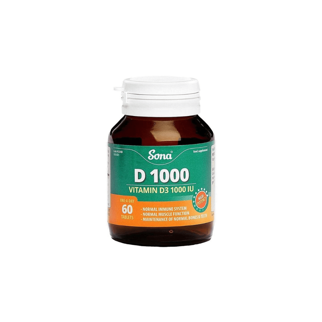 Sona D 1000 Vitamin D3 1000iu 60 Tablets Vitamins & Supplements Sona D 1000 Vitamin D3 1000iu 60 Tablets