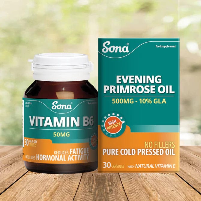 Sona PMT Pack Vitamin B6 & Evening Primrose Oil (30 & 30) Vitamins & Supplements