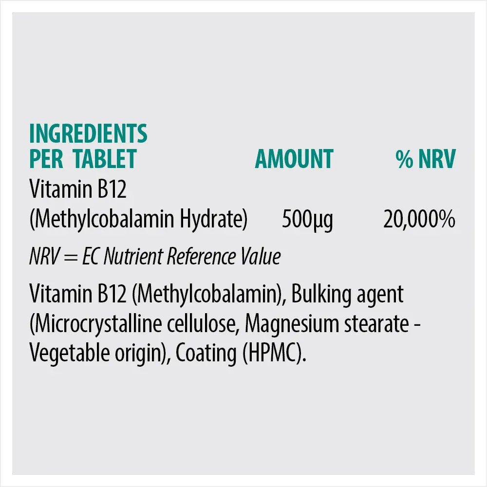Sona Vitamin B12 500mcg 60 Tablets Vitamins &amp; Supplements Sona Vitamin B12 500mcg 60 Tablets | Lir Pharmacy