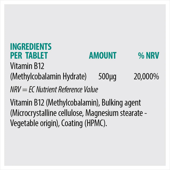 Sona Vitamin B12 500mcg 60 Tablets Vitamins &amp; Supplements Sona Vitamin B12 500mcg 60 Tablets | Lir Pharmacy