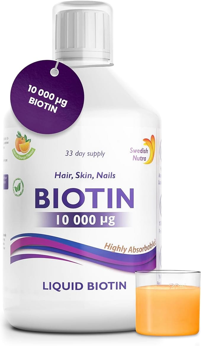 Swedish Nutra Biotin 10000mcg Liquid (500ml) Skin Hair and Nails