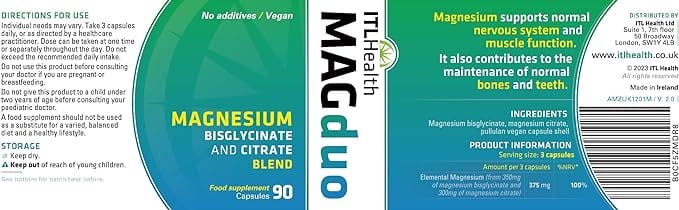 MAGduo Magnesium Bisglycinate & Citrate Blend 60 Vitamins & Supplements