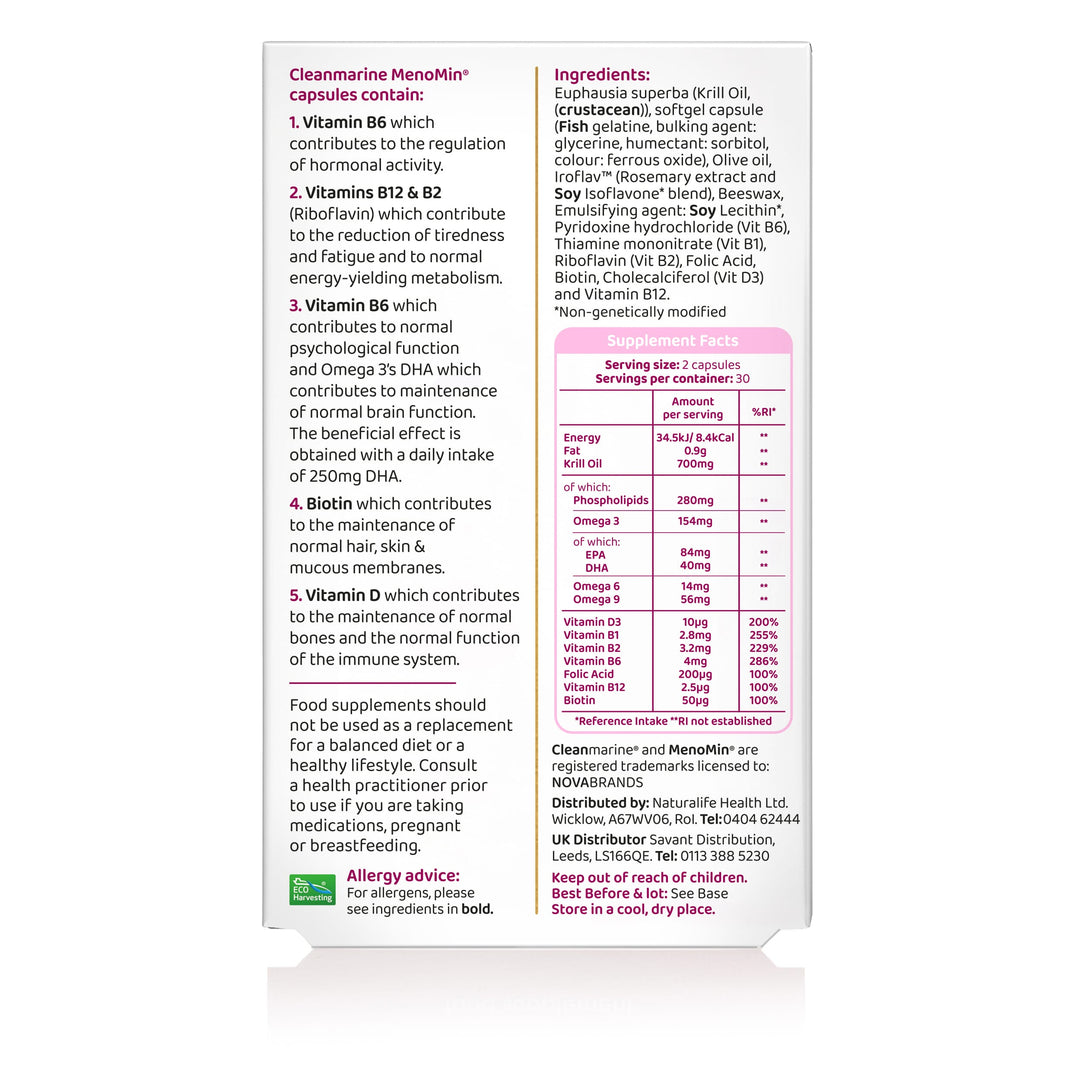 Cleanmarine MenoMin Caps (60) Womens Health Cleanmarine Menopause MenoMin Caps (60) | Special Offer