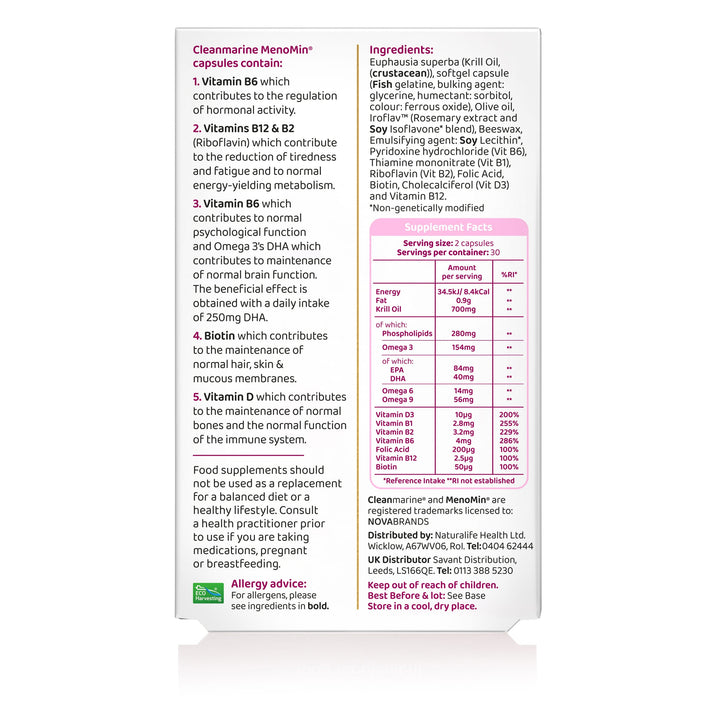 Cleanmarine MenoMin Caps (60) Womens Health Cleanmarine Menopause MenoMin Caps (60) | Special Offer
