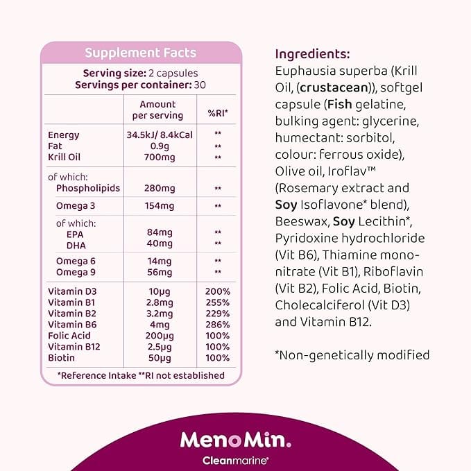 Cleanmarine Menopause MenoMin Caps (60) Womens Health Cleanmarine Menopause MenoMin Caps (60) | Special Offer