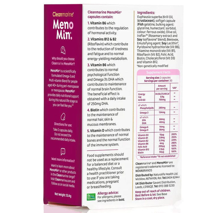 Cleanmarine Menopause MenoMin Caps (60) Womens Health Cleanmarine Menopause MenoMin Caps (60) | Special Offer